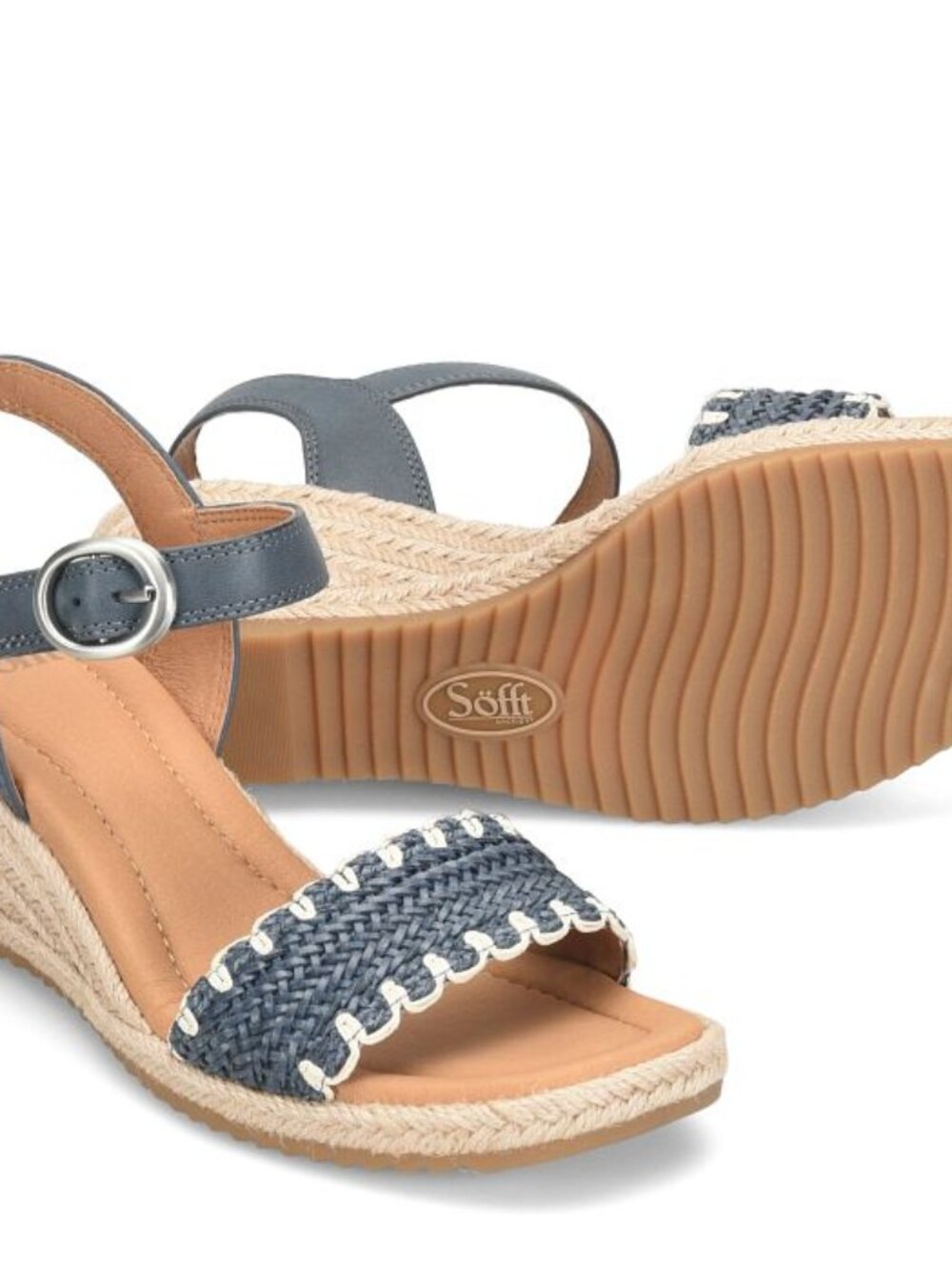 NEW SOFFT INEZ  NAVY SHOES WEDGE SANDALS IN PERFECT CONDITION